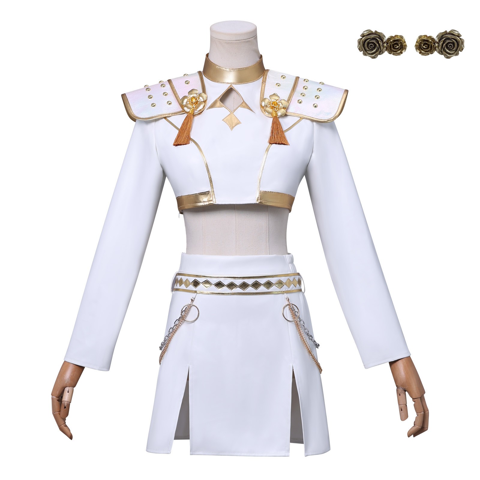 Kpop Demon Hunters Zoey What it Sounds Like White Uniform Stage Outfits Halloween Party Cosplay Costume