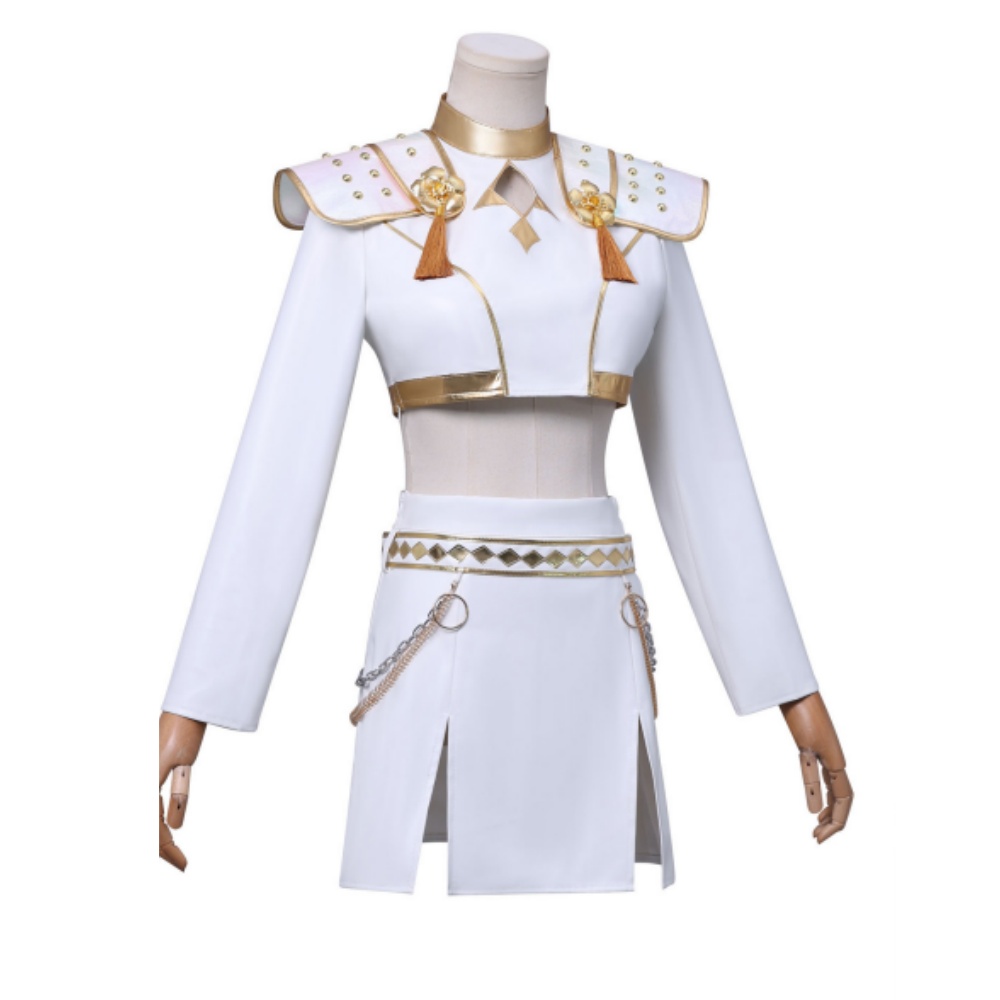 Kpop Demon Hunters Zoey What it Sounds Like White Uniform Stage Outfits Halloween Party Cosplay Costume