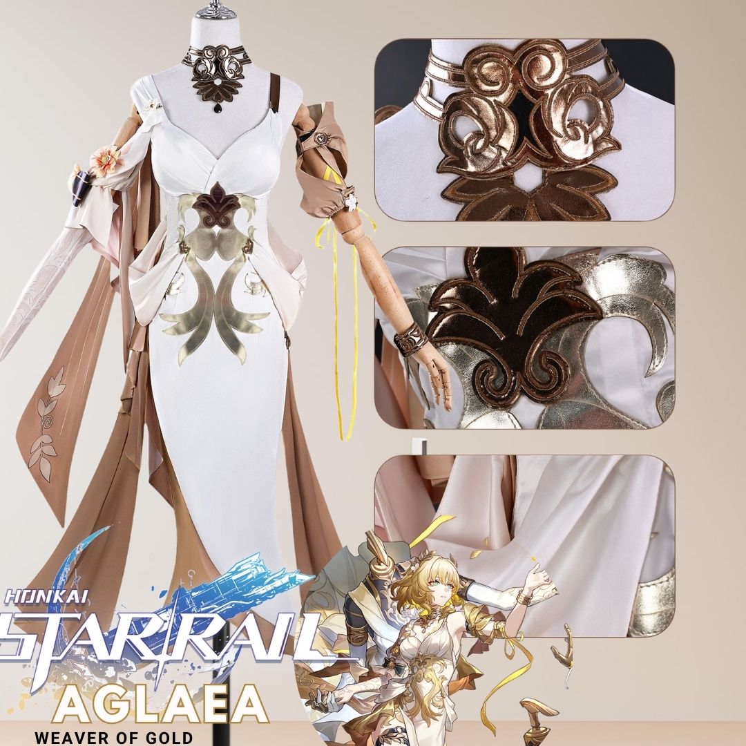Honkai: Star Rail Aglaea Women White Dress Fullset Outfits Halloween Carnival Cosplay Costume