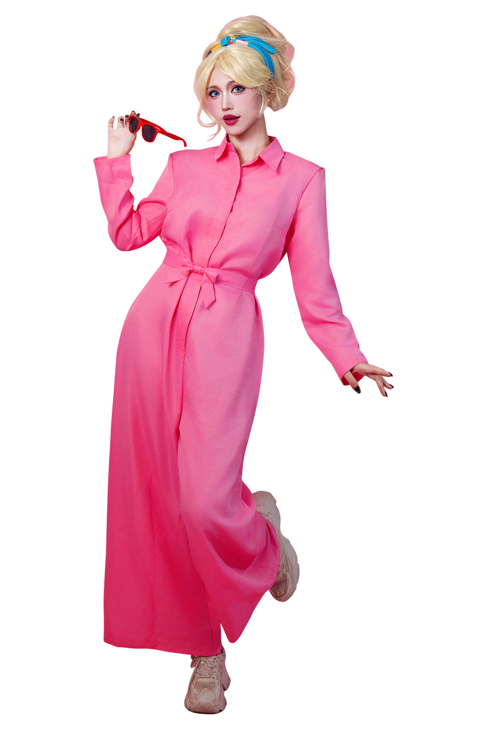Movie 2023 Barbie Margot Robbie Barbie Pink Jumpsuit Outfits Cosplay Costume