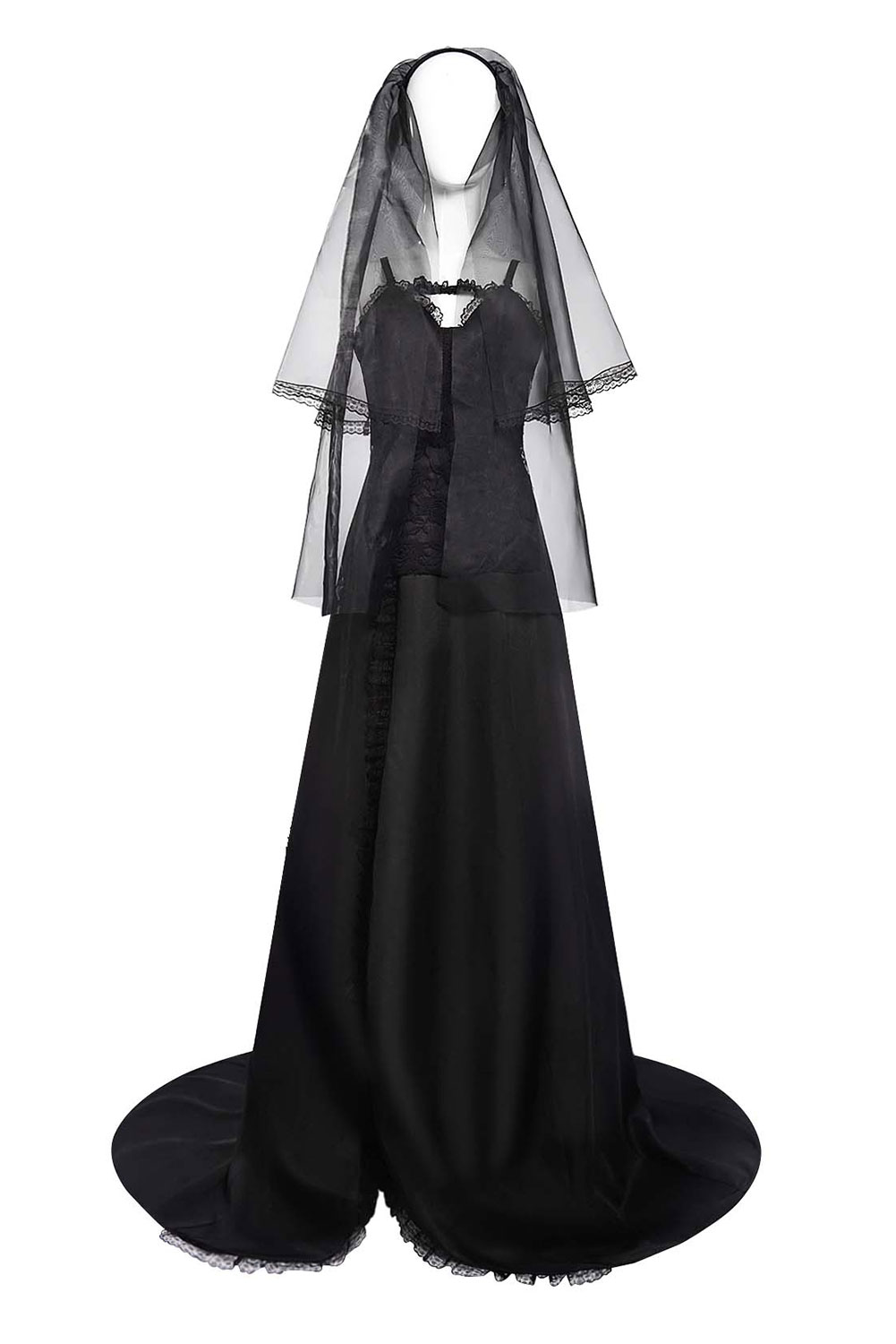 Movie Beetlejuice 2 Astrid Deetz Women Gothic Black Wedding Gown Dress Outfits Halloween Carnival Suit Cosplay Costume