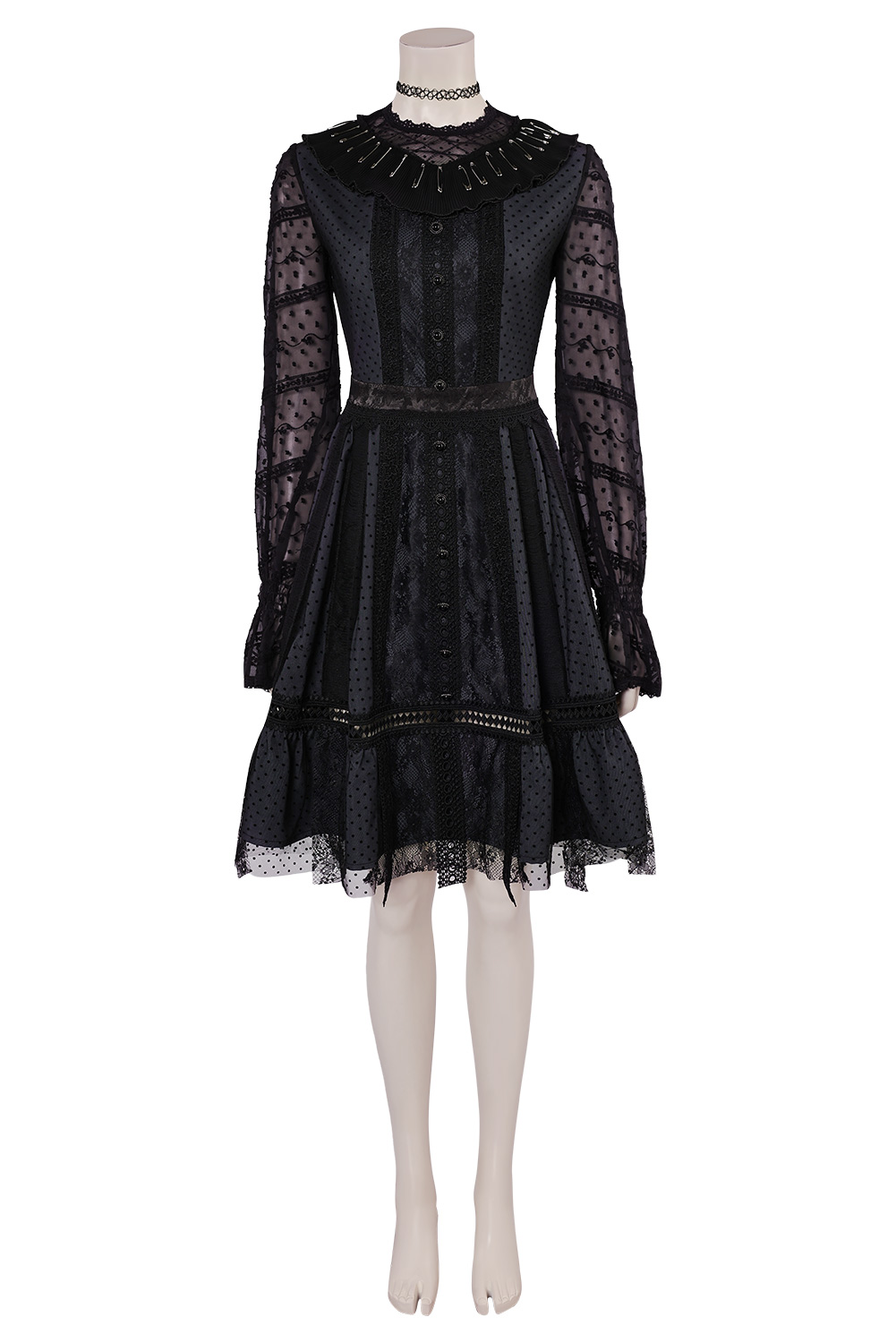 Movie Beetlejuice 2 Lydia Deetz Black Mesh Lace Dress Outfits Halloween Carnival Suit Cosplay Costume