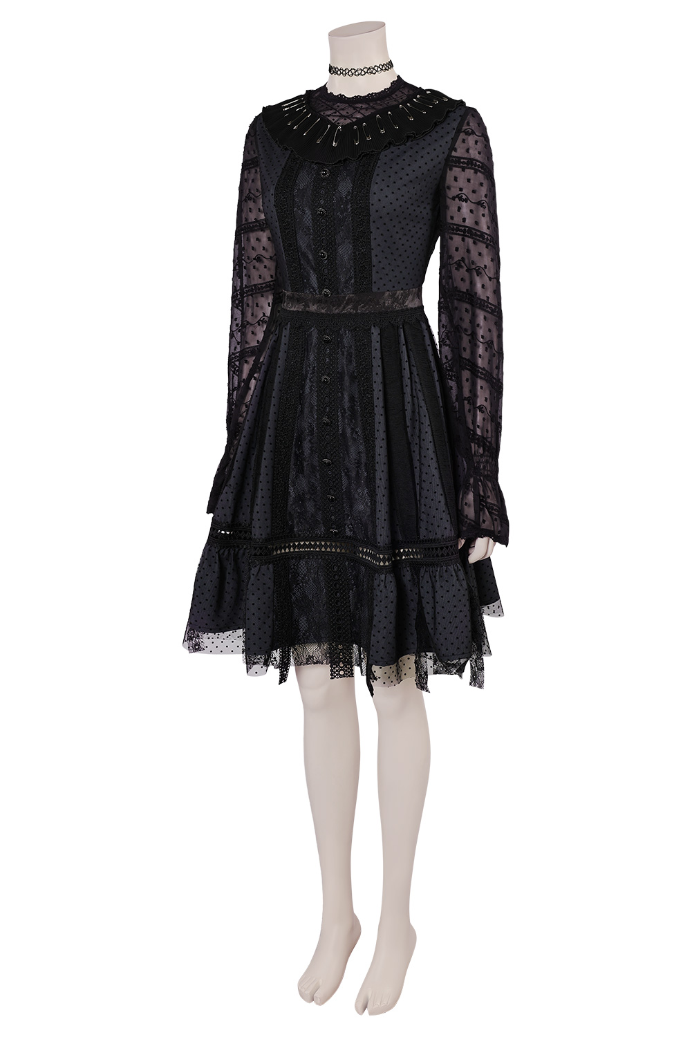 Movie Beetlejuice 2 Lydia Deetz Black Mesh Lace Dress Outfits Halloween Carnival Suit Cosplay Costume