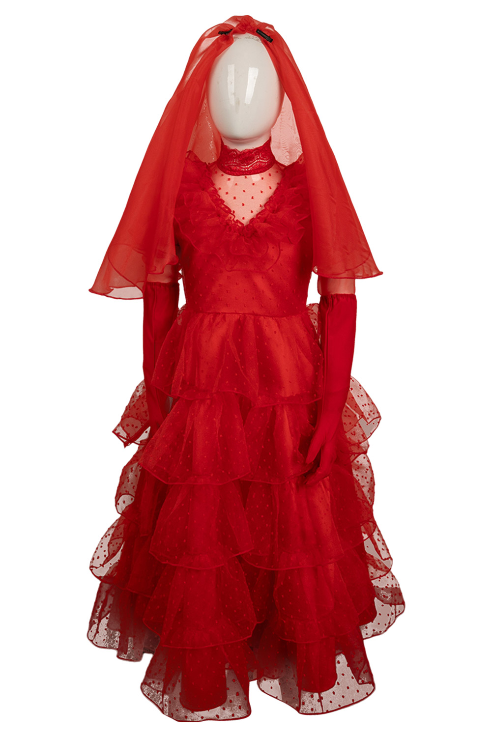 Movie Beetlejuice Lydia Deetz Kids Girls Red Bride Wedding Dress Outfits Halloween Carnival Suit Cosplay Costume