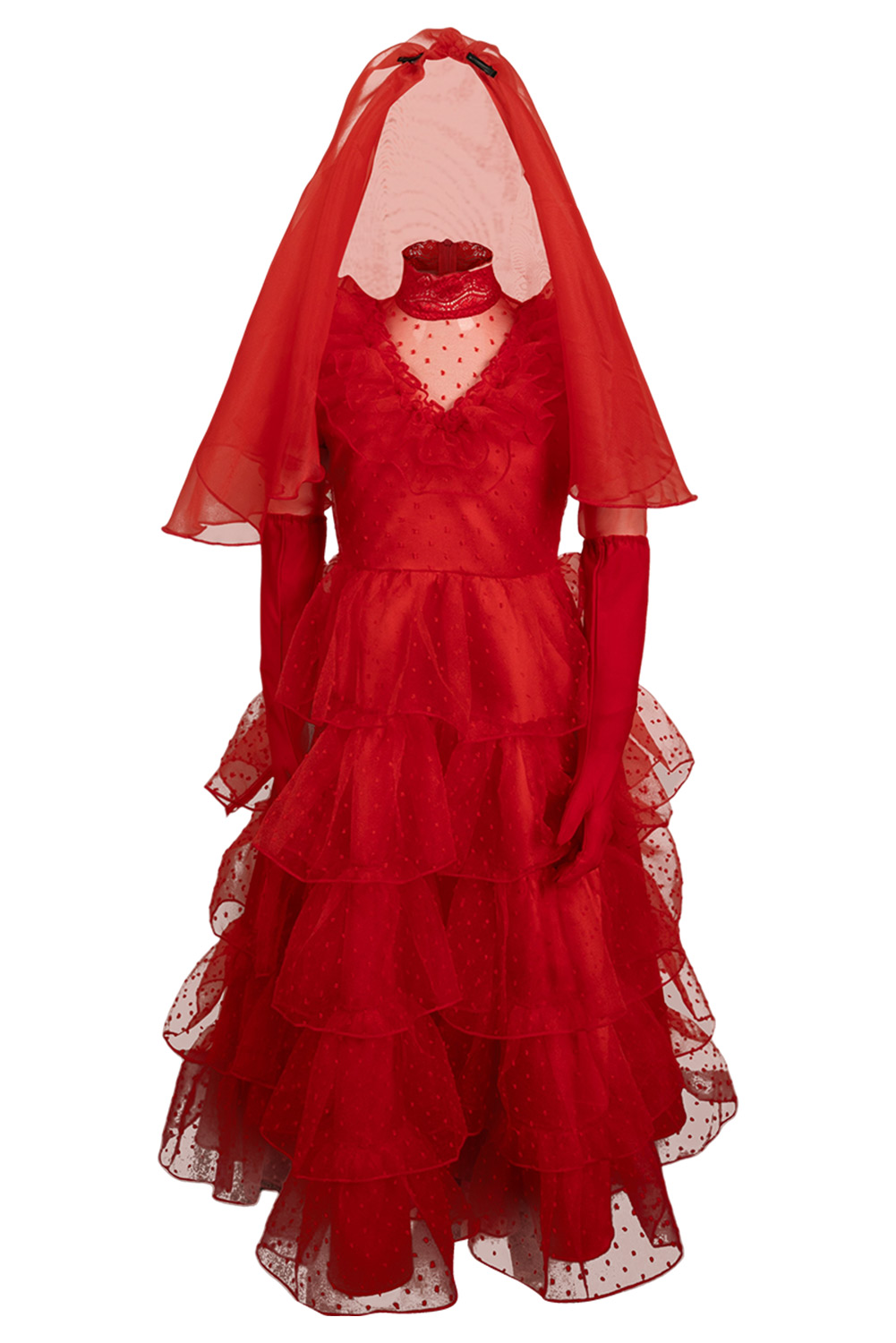 Movie Beetlejuice Lydia Deetz Kids Girls Red Bride Wedding Dress Outfits Halloween Carnival Suit Cosplay Costume