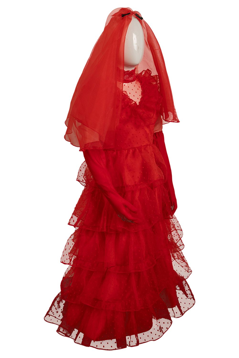 Movie Beetlejuice Lydia Deetz Kids Girls Red Bride Wedding Dress Outfits Halloween Carnival Suit Cosplay Costume
