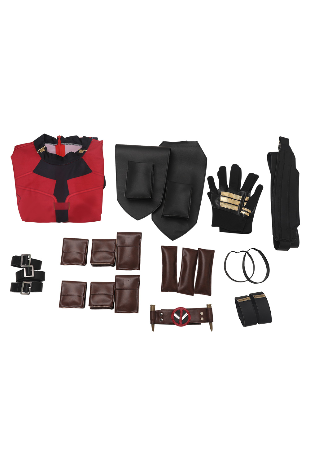 Movie Deadpool & Wolverine 2024 Wade Wilson Red Battle Jumpsuit Full Set Outfits Halloween Carnival Suit Cosplay Costume