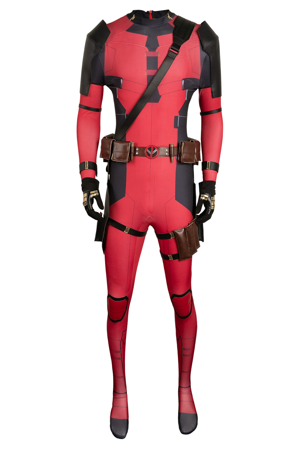 Movie Deadpool & Wolverine 2024 Wade Wilson Red Battle Jumpsuit Full Set Outfits Halloween Carnival Suit Cosplay Costume