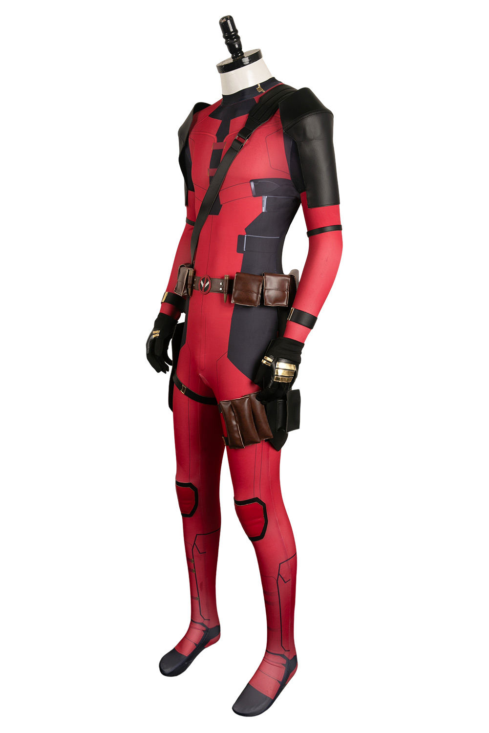 Movie Deadpool & Wolverine 2024 Wade Wilson Red Battle Jumpsuit Full Set Outfits Halloween Carnival Suit Cosplay Costume