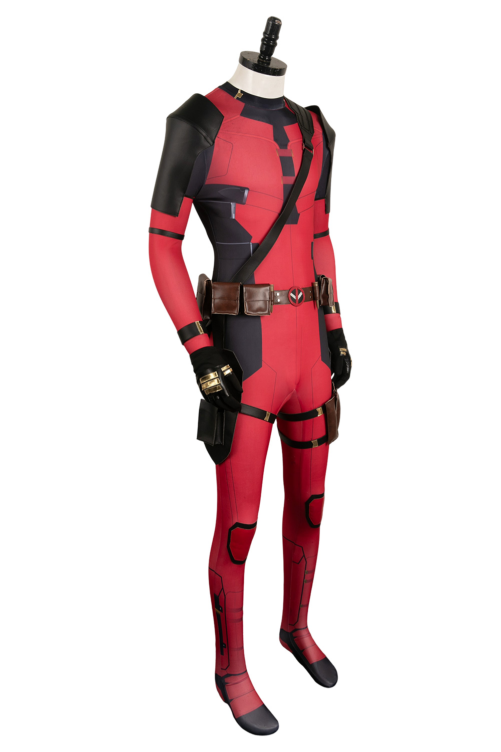 Movie Deadpool & Wolverine 2024 Wade Wilson Red Battle Jumpsuit Full Set Outfits Halloween Carnival Suit Cosplay Costume