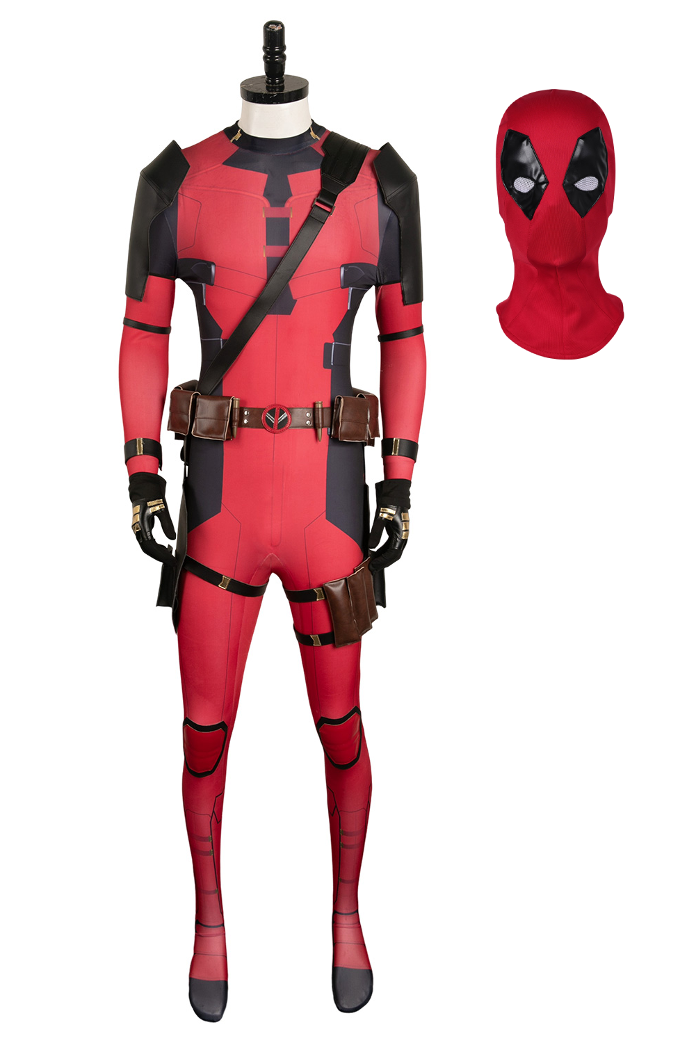 Movie Deadpool & Wolverine 2024 Wade Wilson Red Battle Jumpsuit Full Set Outfits Halloween Carnival Suit Cosplay Costume