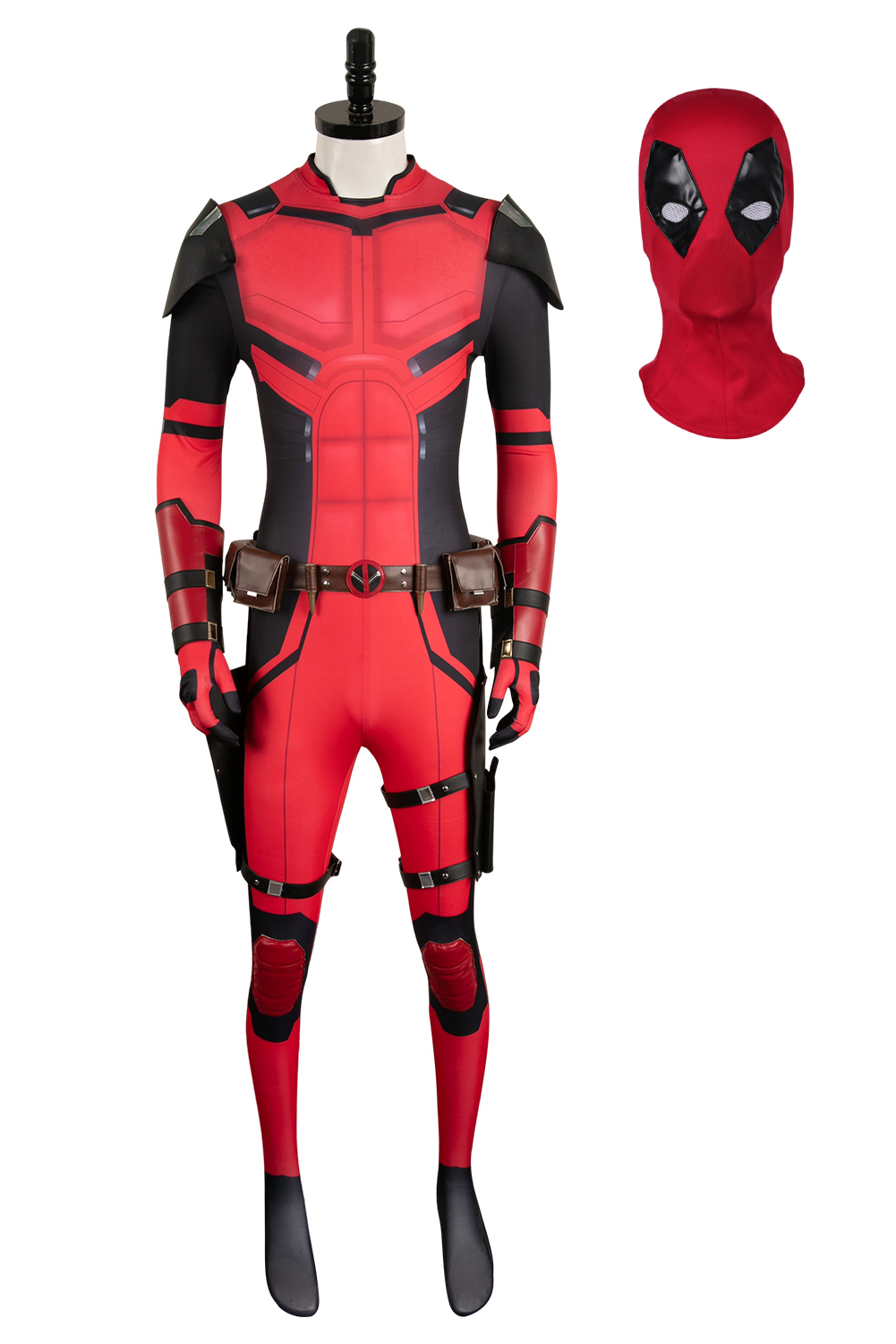 Movie Deadpool & Wolverine 2024 Wade Wilson Red Samurai Battle Suit Outfits Halloween Carnival Suit Cosplay Costume