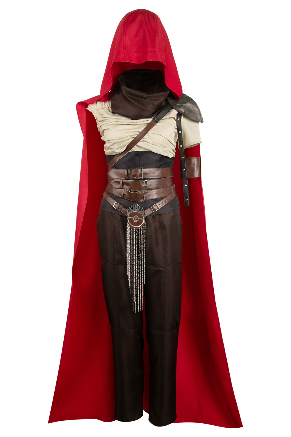 Movie Furiosa: A Mad Max Saga Furiosa Dark Brown Set With Red Cloak Outfits Halloween Carnival Suit Cosplay Costume