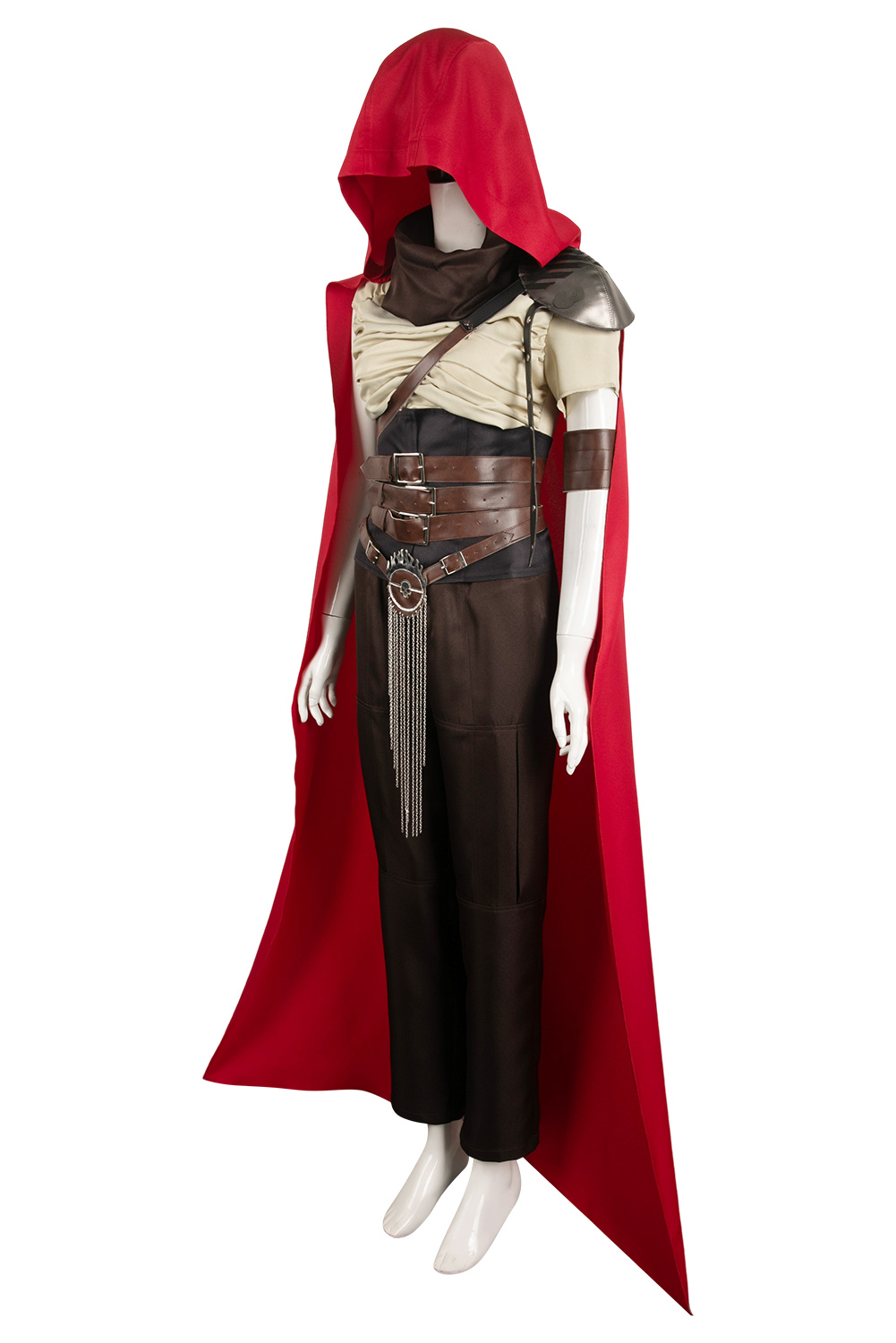 Movie Furiosa: A Mad Max Saga Furiosa Dark Brown Set With Red Cloak Outfits Halloween Carnival Suit Cosplay Costume