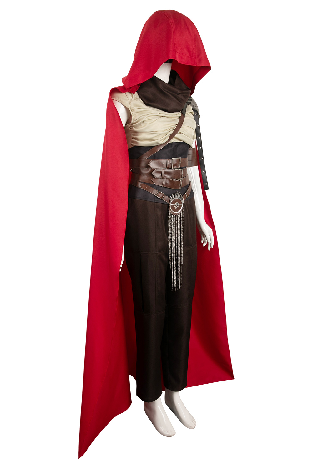 Movie Furiosa: A Mad Max Saga Furiosa Dark Brown Set With Red Cloak Outfits Halloween Carnival Suit Cosplay Costume