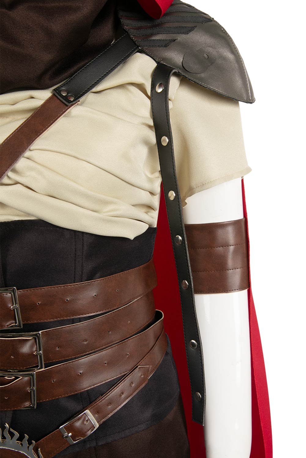 Movie Furiosa: A Mad Max Saga Furiosa Dark Brown Set With Red Cloak Outfits Halloween Carnival Suit Cosplay Costume