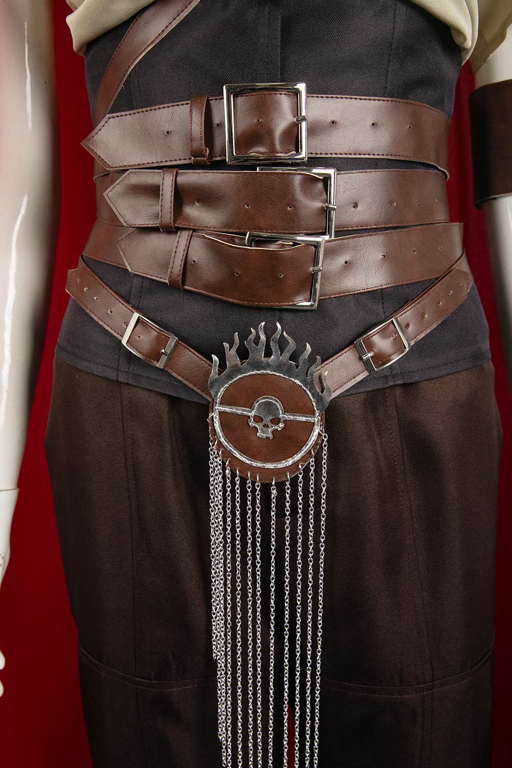 Movie Furiosa: A Mad Max Saga Furiosa Dark Brown Set With Red Cloak Outfits Halloween Carnival Suit Cosplay Costume