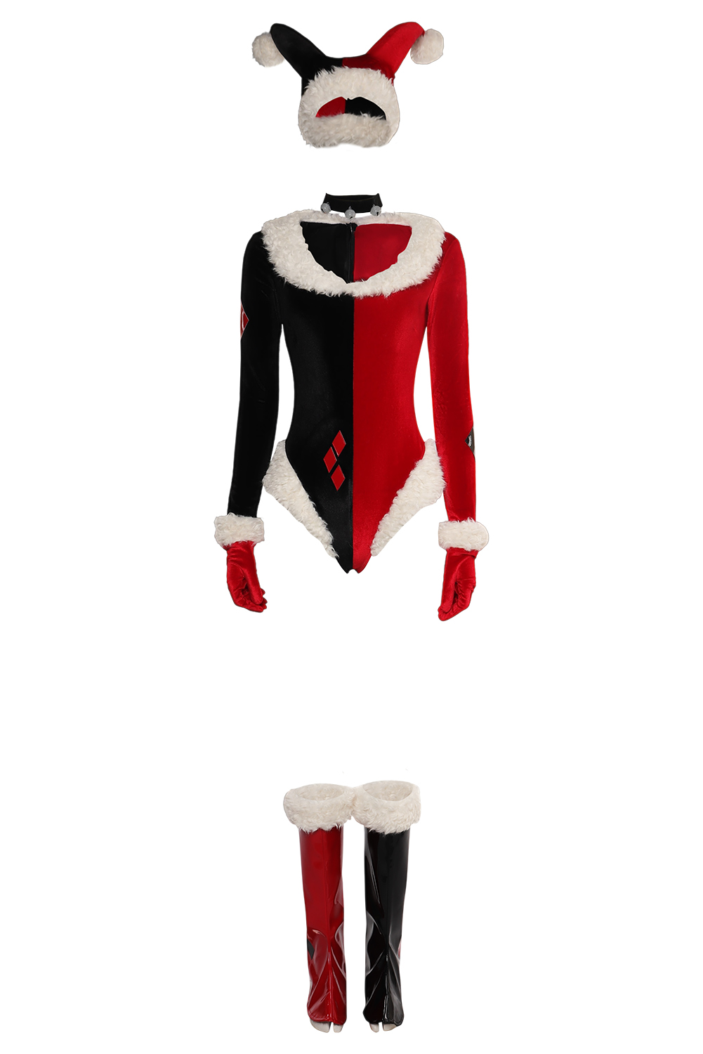 Movie Harley Quinn Christmas Red Outfits Halloween Carnival Suit Cosplay Costume