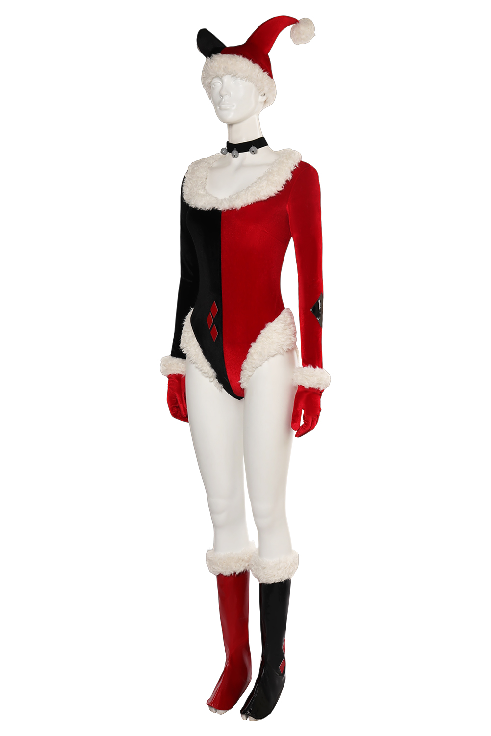 Movie Harley Quinn Christmas Red Outfits Halloween Carnival Suit Cosplay Costume