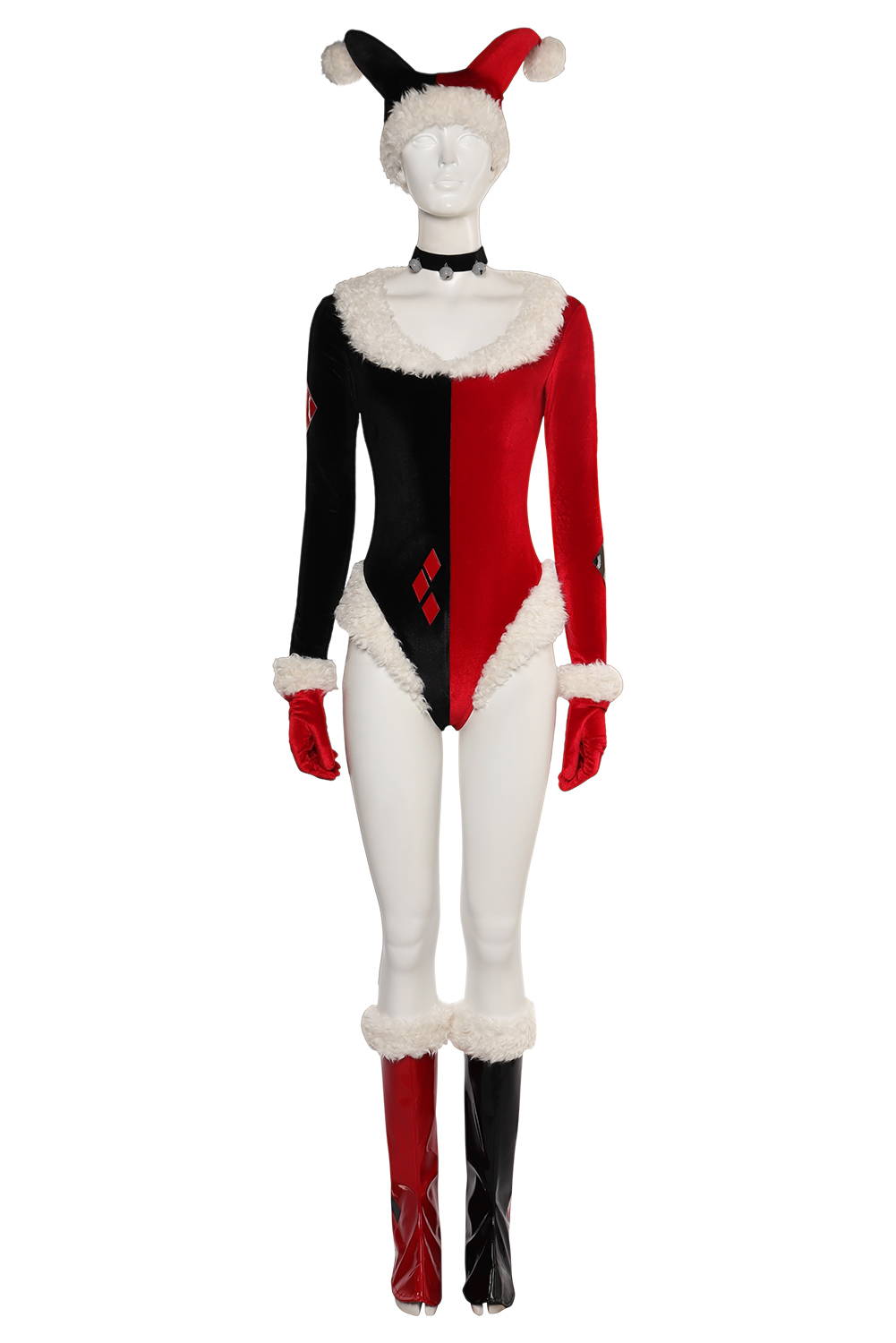 Movie Harley Quinn Christmas Red Outfits Halloween Carnival Suit Cosplay Costume