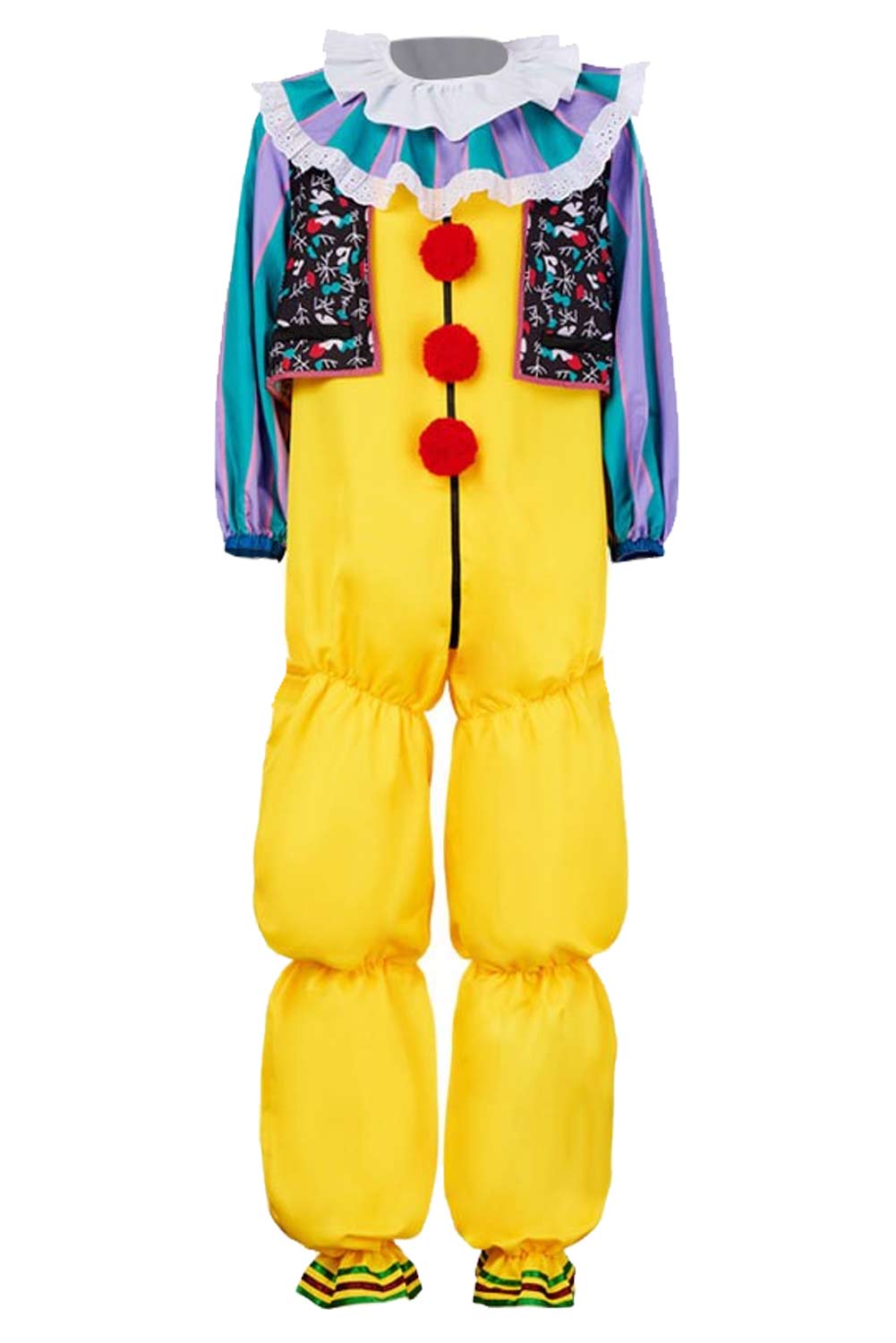 Movie It Pennywise 1990 Retro Yellow Jumpsuit Outfits Halloween Carnival Suit Cosplay Costume