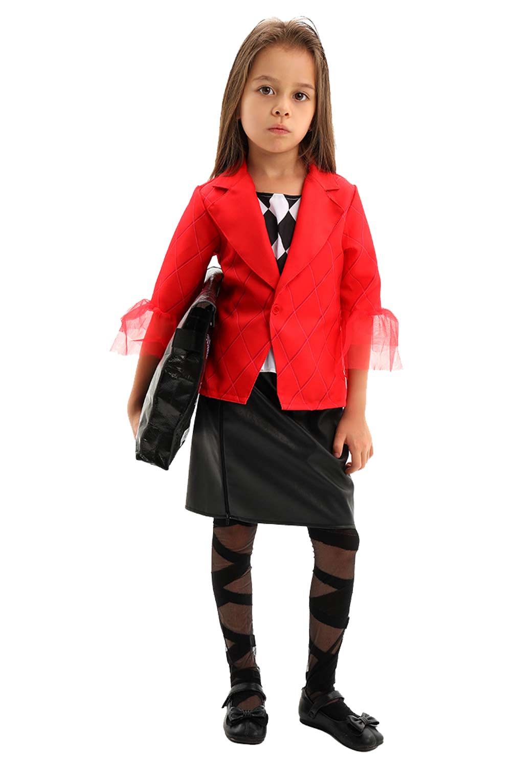 Movie Joker: Folie à Deux (2024) Harley Quinn Kids Girls Red Outfits Halloween Carnival Suit Cosplay Costume