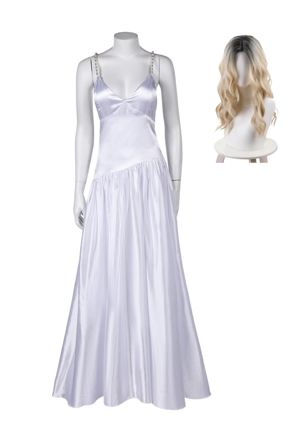 Movie Joker: Folie à Deux(2024) Harley Quinn White Backless Dress Outfits Halloween Carnival Suit Cosplay Costume
