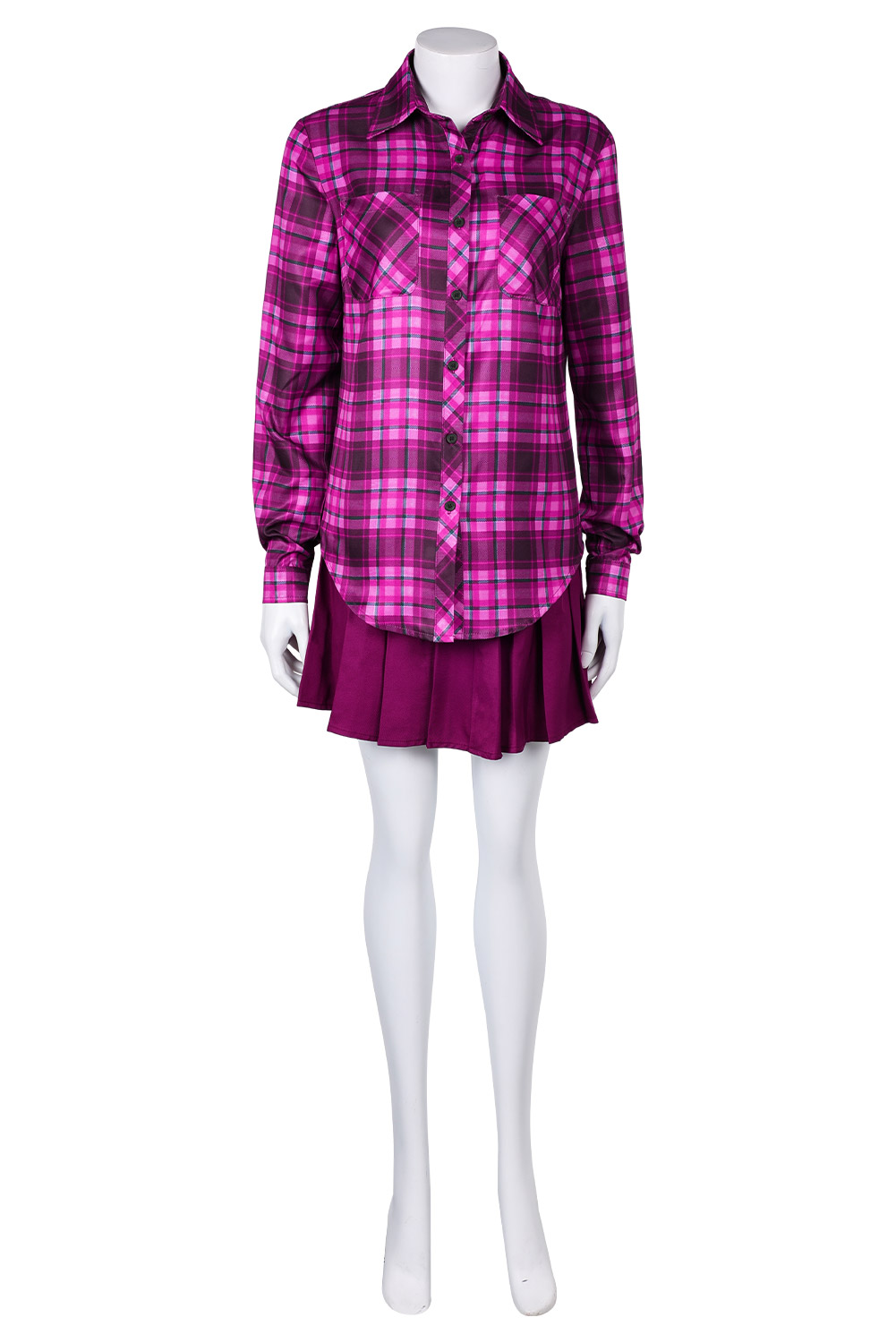 Movie Mean Girls 2024 Cady Heron Purple Plaid Outfits Halloween Carnival Suit Cosplay Costume