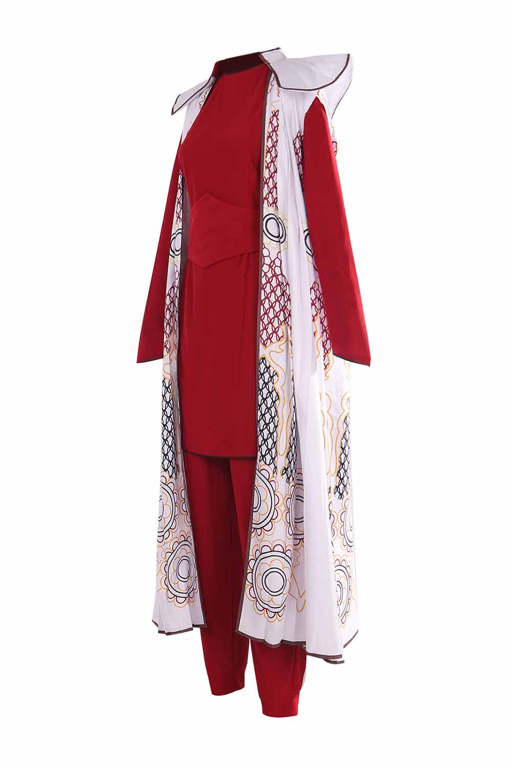 Movie SW Princess Leia Organa Solo Red Top Pants Set With Cloak Outfits Halloween Carnival Suit Cosplay Costume