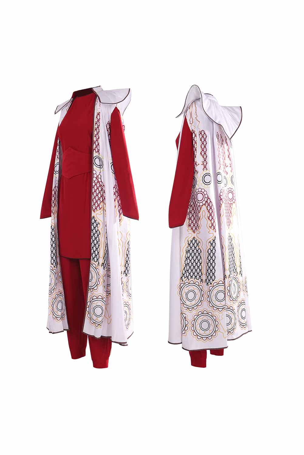 Movie SW Princess Leia Organa Solo Red Top Pants Set With Cloak Outfits Halloween Carnival Suit Cosplay Costume