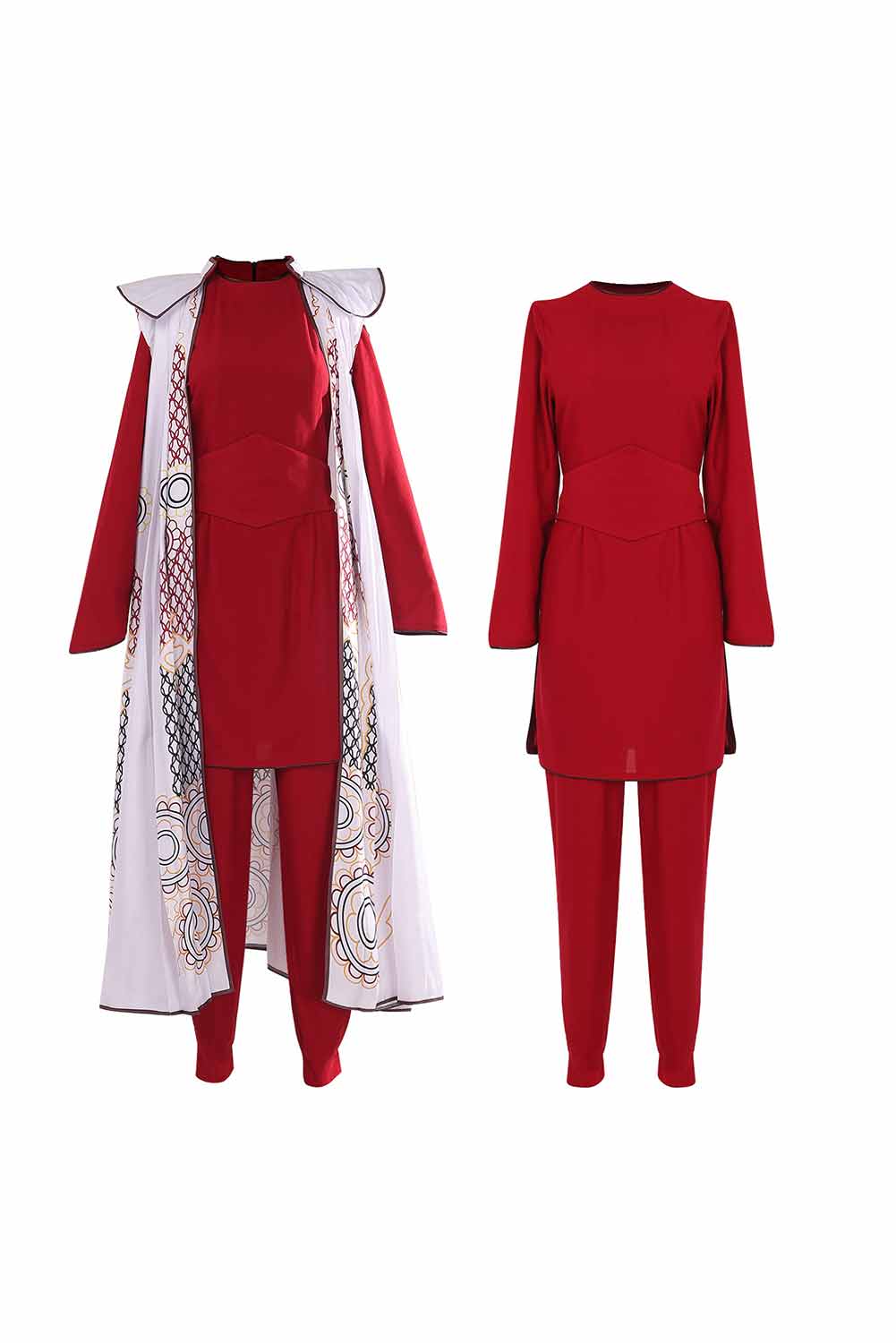 Movie SW Princess Leia Organa Solo Red Top Pants Set With Cloak Outfits Halloween Carnival Suit Cosplay Costume