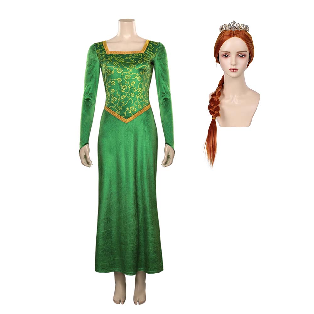 Movie Shrek Fiona Princess Cosplay Costume Wig Dress Outfits Halloween Carnival Suit