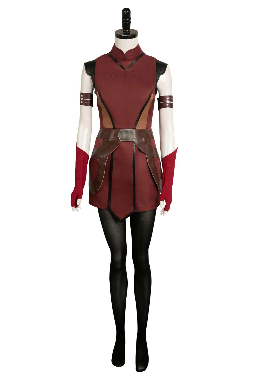 Movie Star Wars Ahsoka Tano Deep Red Outfits Halloween Carnival Suit Cosplay Costume