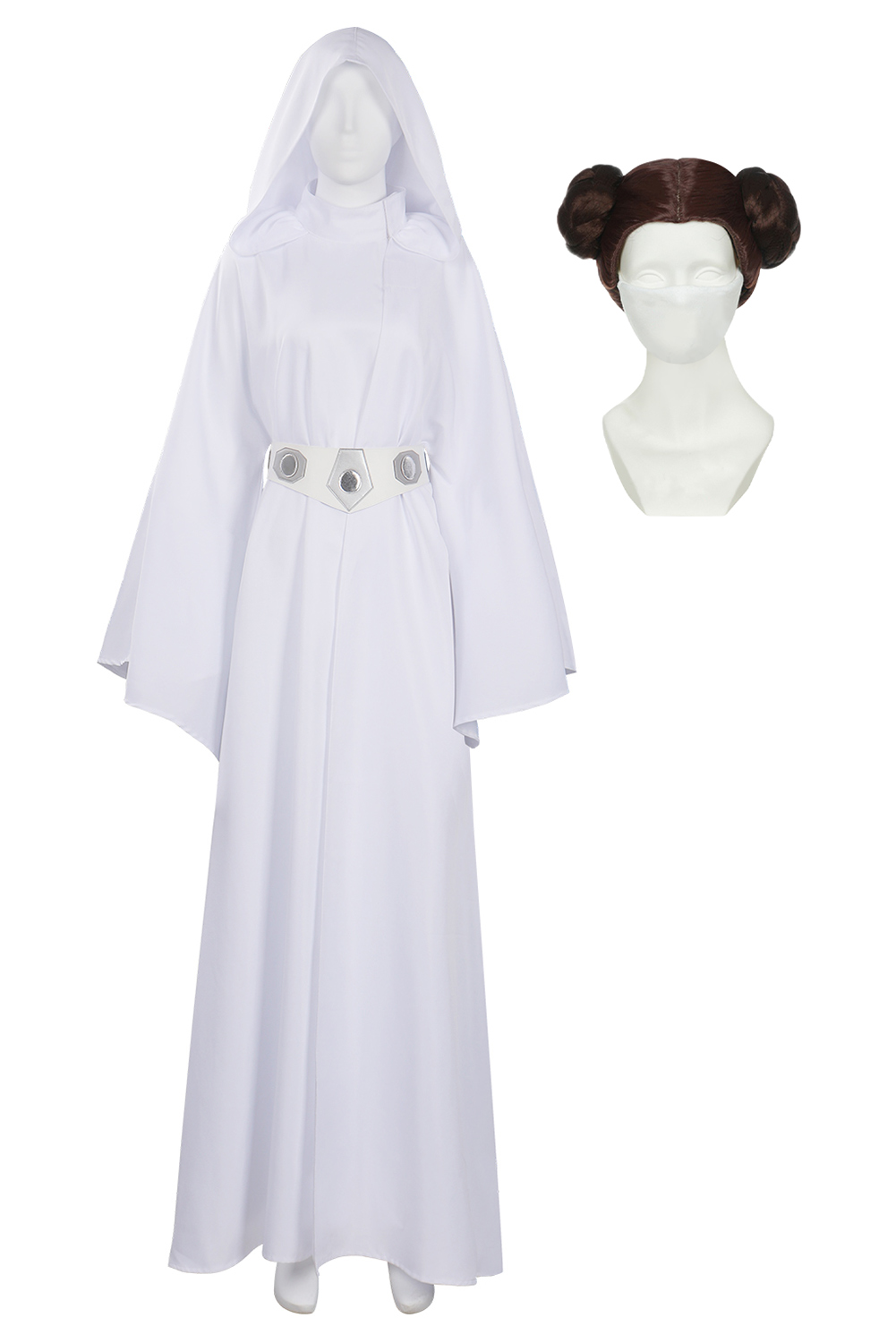 Movie Star Wars Princess Leia Dress Wig Set Outfits Halloween Carnival Suit Cosplay Costume