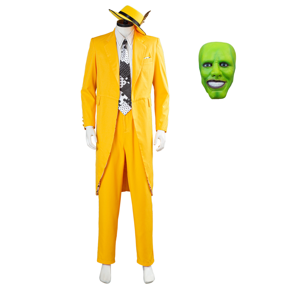 Movie The Mask Jim Carrey Yellow Cosplay Costume Outfits Halloween Carnival Suit