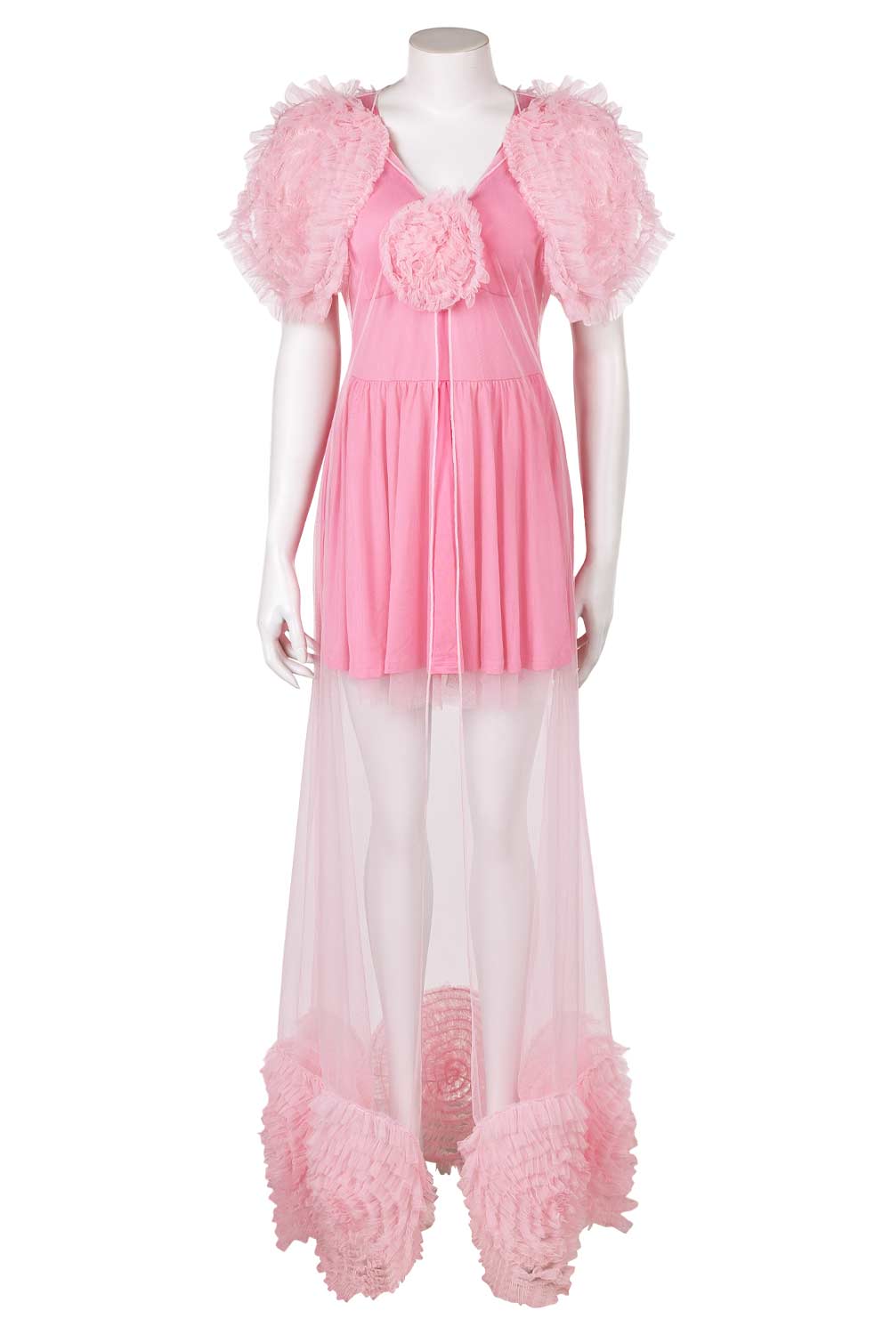 Movie Wicked (2024) Glinda Women Pink Mesh Sleepwear Outfits Halloween Carnival Suit Cosplay Costume