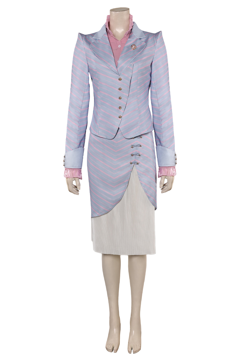 Movie Wicked Glinda Women Purple Striped Set Outfits Halloween Carnival Suit Cosplay Costume