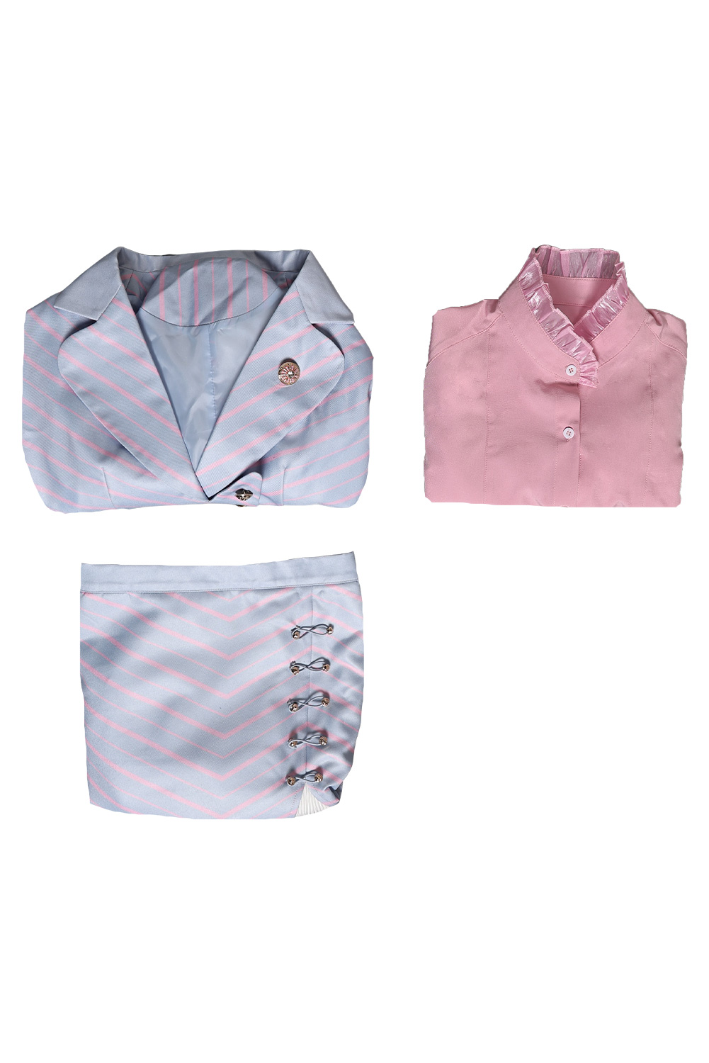 Movie Wicked Glinda Women Purple Striped Set Outfits Halloween Carnival Suit Cosplay Costume