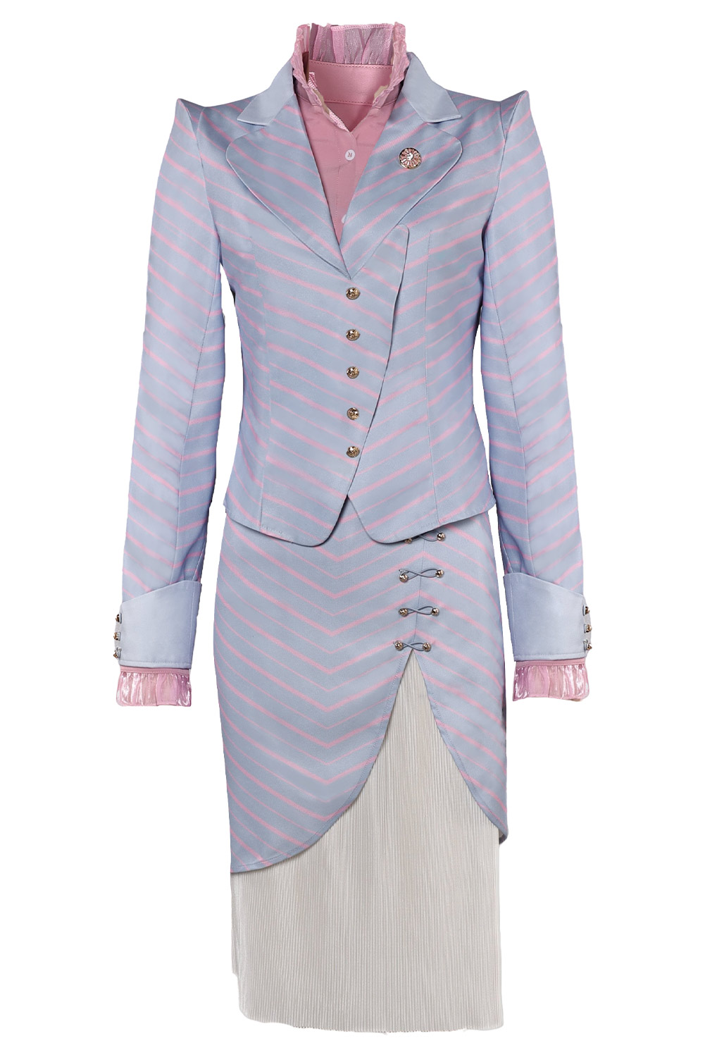 Movie Wicked Glinda Women Purple Striped Set Outfits Halloween Carnival Suit Cosplay Costume