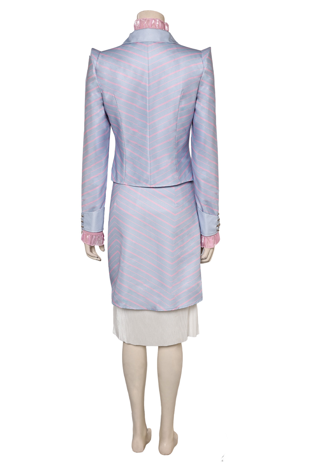 Movie Wicked Glinda Women Purple Striped Set Outfits Halloween Carnival Suit Cosplay Costume