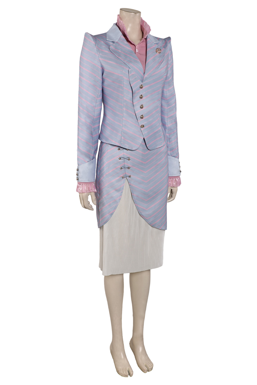 Movie Wicked Glinda Women Purple Striped Set Outfits Halloween Carnival Suit Cosplay Costume