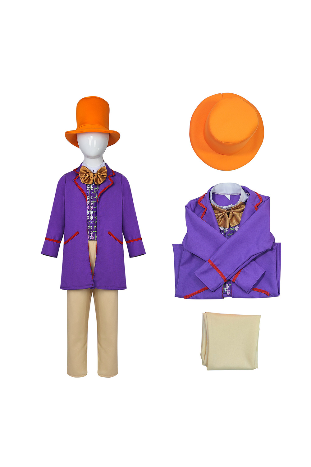 Movie Willy Wonka Kids Children Charlie and the Chocolate Factory Uniform Set Outfits Halloween Suit Cosplay Costume