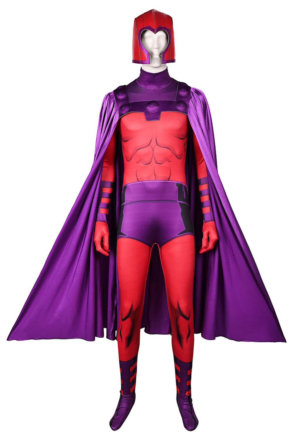 Movie X-Men Magneto Jumpsuit With Cloak Headgear Outfits Halloween Carnival Suit Cosplay Costume