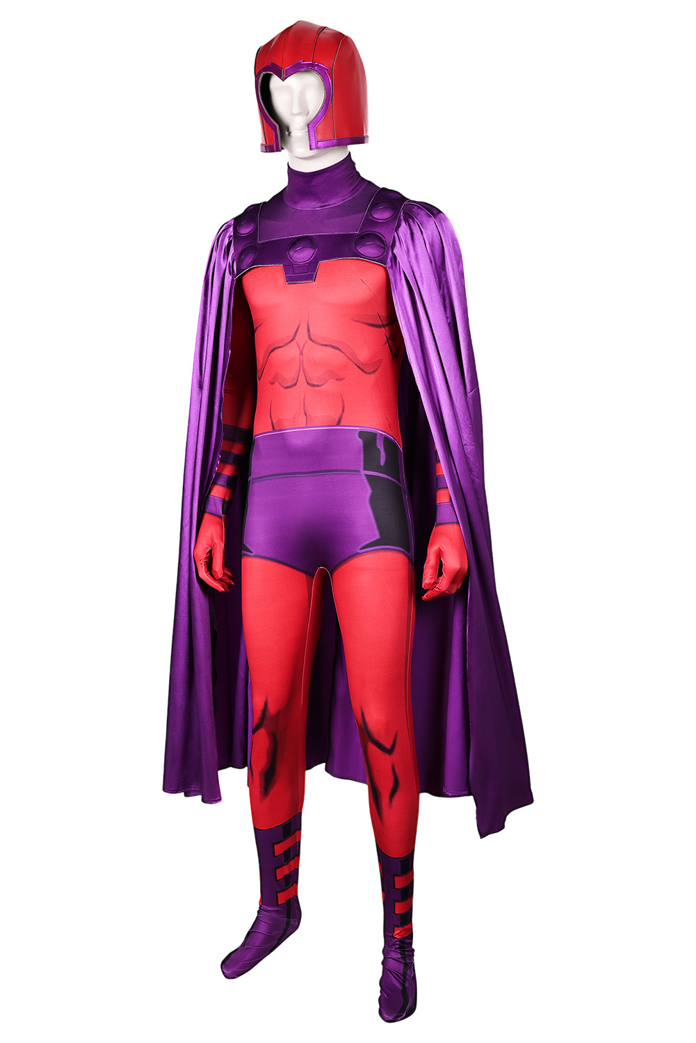Movie X-Men Magneto Jumpsuit With Cloak Headgear Outfits Halloween Carnival Suit Cosplay Costume