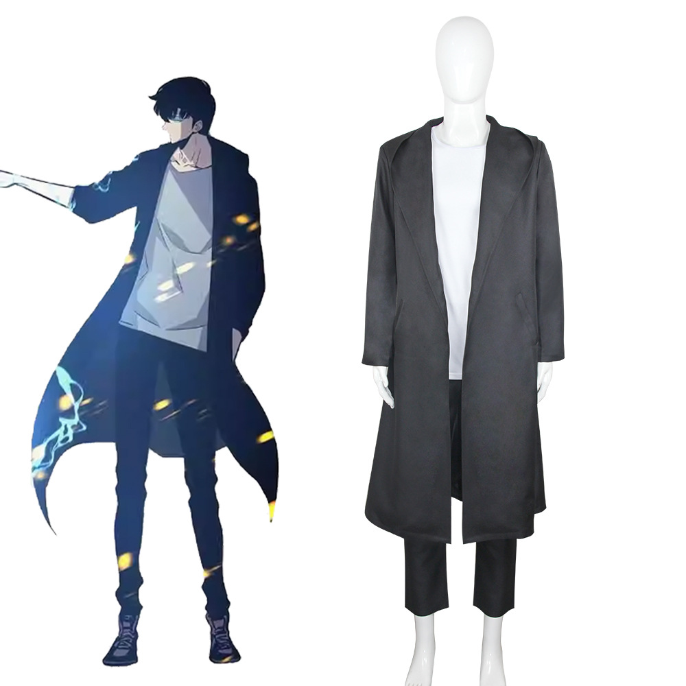 Solo Leveling Seong Jin woo Men Grey Coat Outfits Carnival Halloween Cosplay Costume