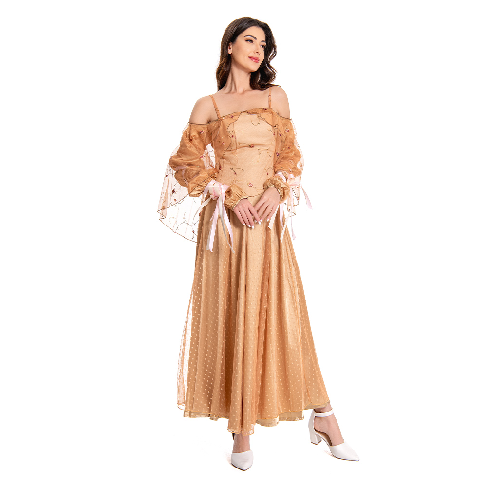 Padme Amidala Women Meadow Yellow Dress Outfits Halloween Carnival Suit Cosplay Costume