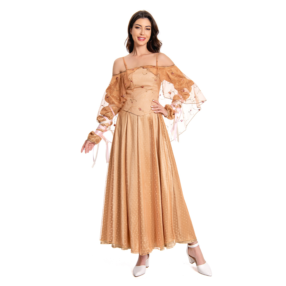 Padme Amidala Women Meadow Yellow Dress Outfits Halloween Carnival Suit Cosplay Costume