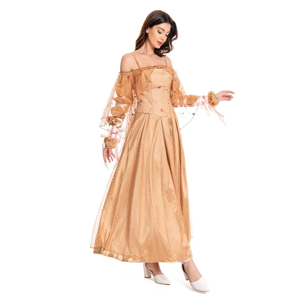 Padme Amidala Women Meadow Yellow Dress Outfits Halloween Carnival Suit Cosplay Costume