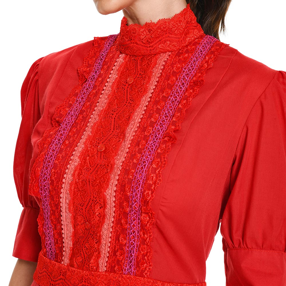 Pearl (2022) X Pearl Red Dress Outfits Halloween Horror Carnival Suit Cosplay Costume