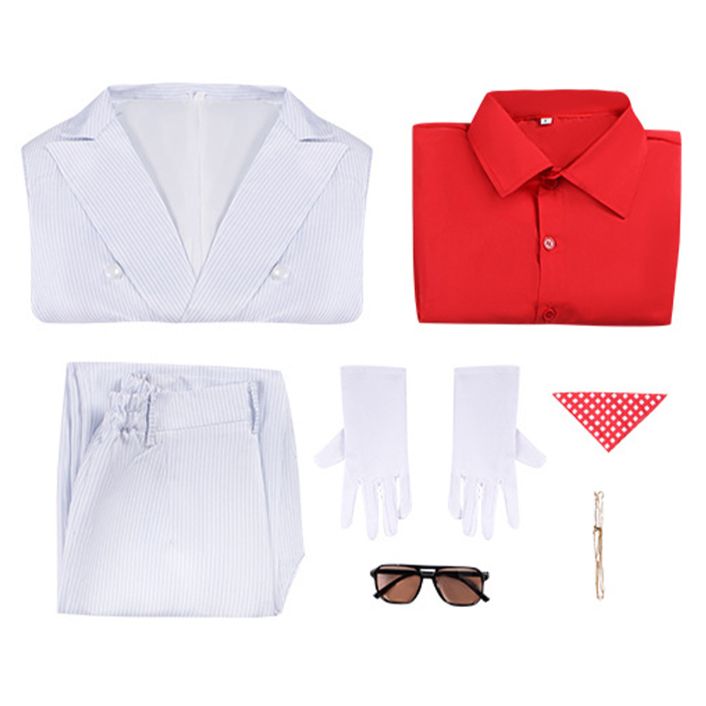 Scarface Al Pacino Men White Suit Halloween Carnival Party Cosplay Costume